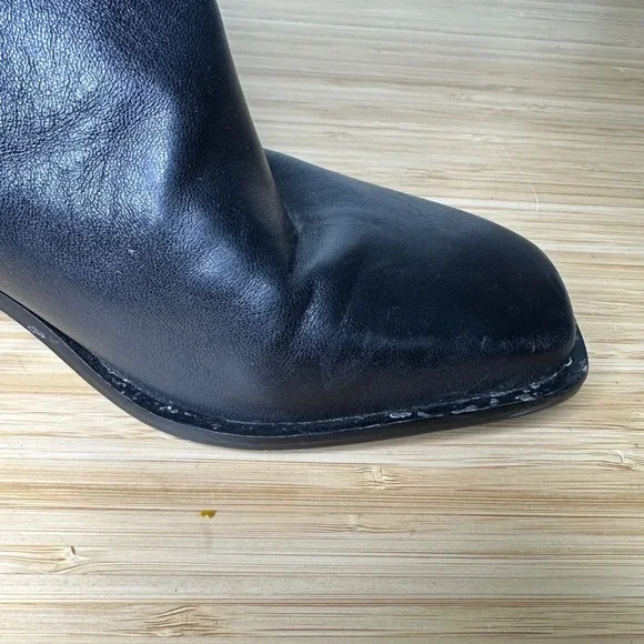 Sam Edelman Wade Boots Women's 8 Black Leather Square Toe Block Heel Knee High - Picture 13 of 13